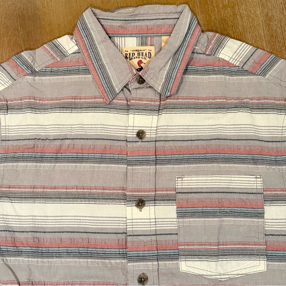 Red Head Brand Co. 100% Cotton‎ Short Sleeve Button Down Striped Size M